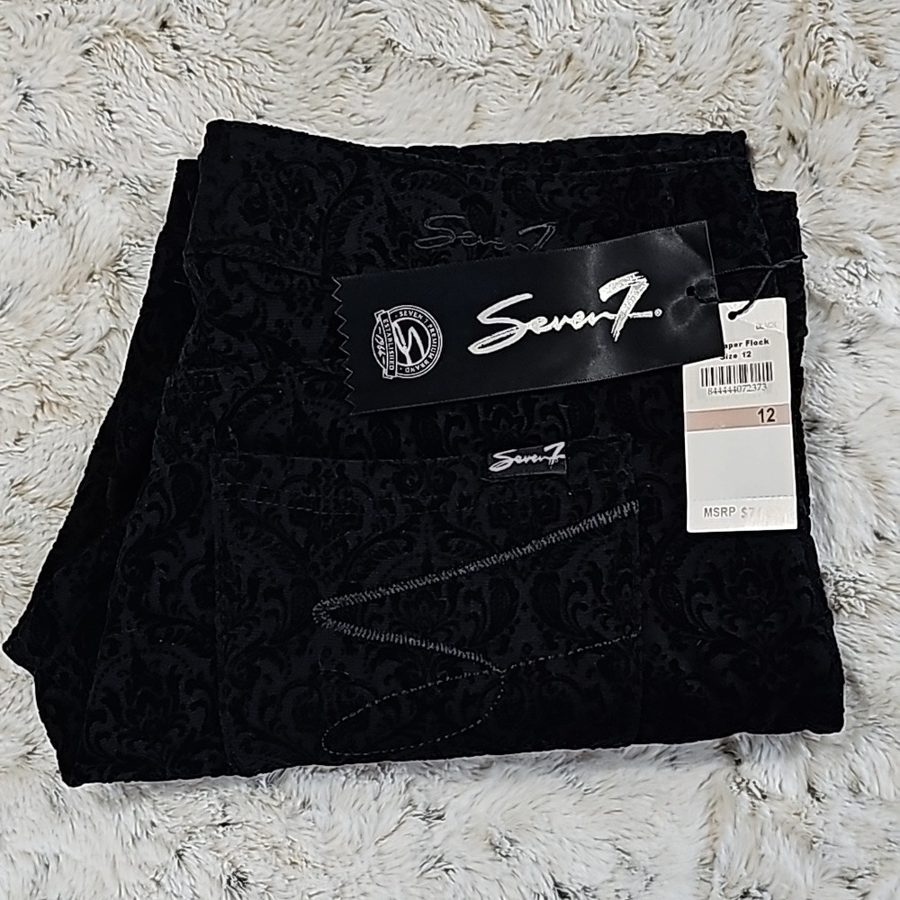 Seven Jeans Textured Velvet Paisley Print Size 12 New with Tags - Picture 9 of 9